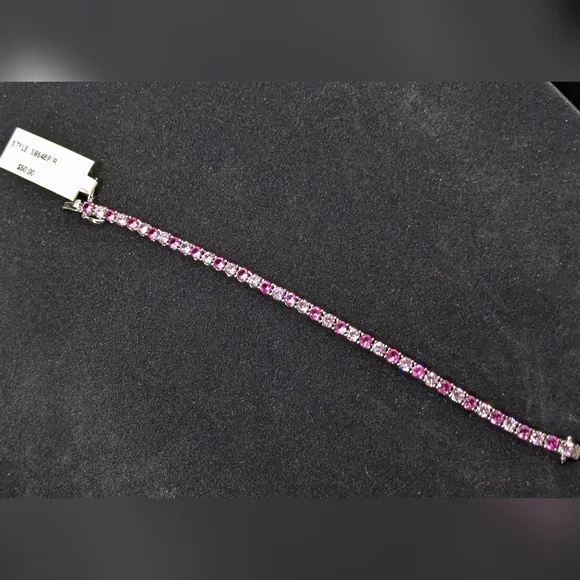 Dee Berkley Jewelry (DBJ) Sterling Silver & Pink Gem Tennis Bracelet, NWT - Picture 3 of 8